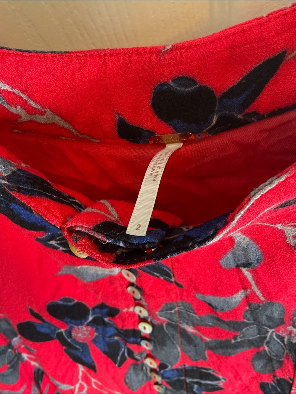 Free People Smooth Sailing Maxi Skirt Size 2 Red Floral Button Front Tiered - Picture 6 of 10